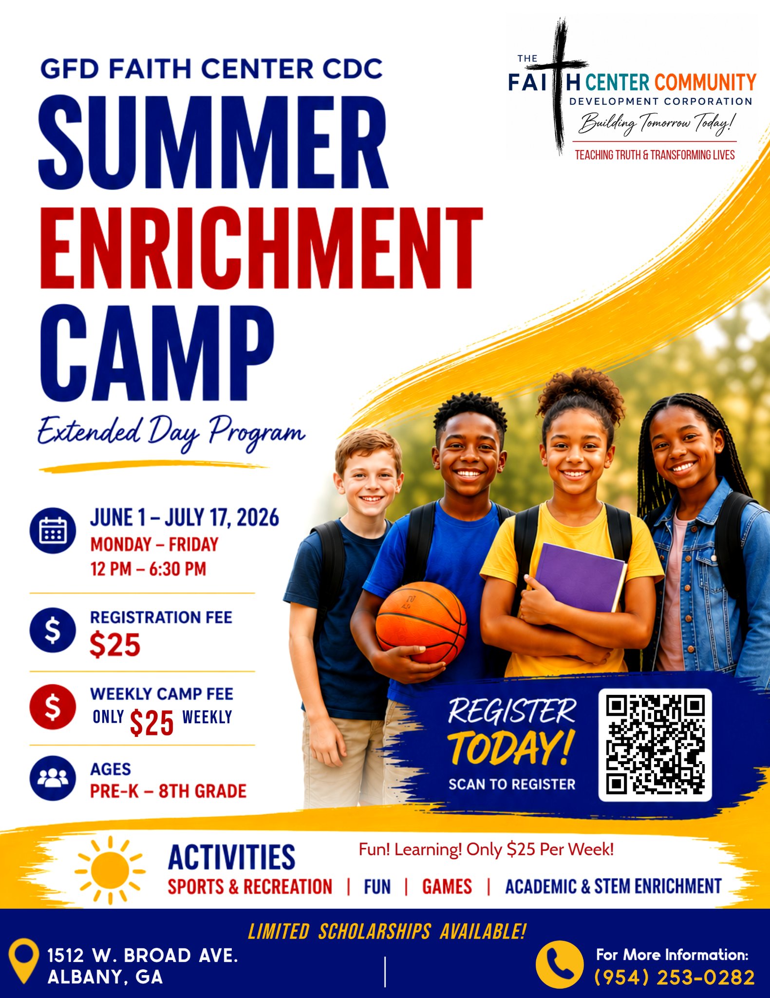 GFD Faith Center CDC Summer Enrichment Camp 2026 Flyer